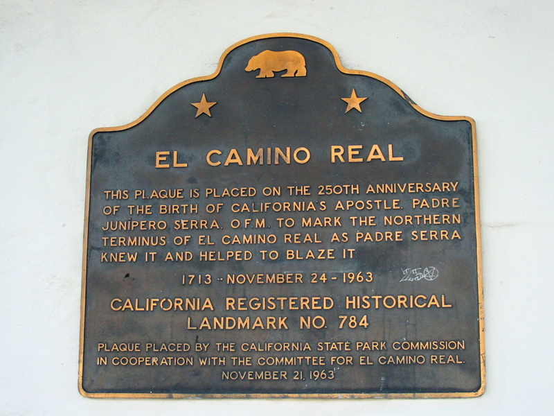 Plaque comm&eacute;morative pour El Camino Real