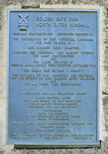 Plaque d&eacute;crivant la restauration du moulin
