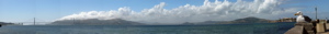 Panorama : Pont du Golden Gate vu du quai du parc aquatique