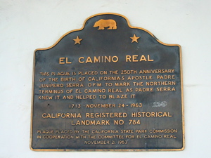 Plaque comm&eacute;morative pour El Camino Real