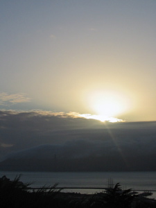 Soleil couchant sur le pont du Golden Gate